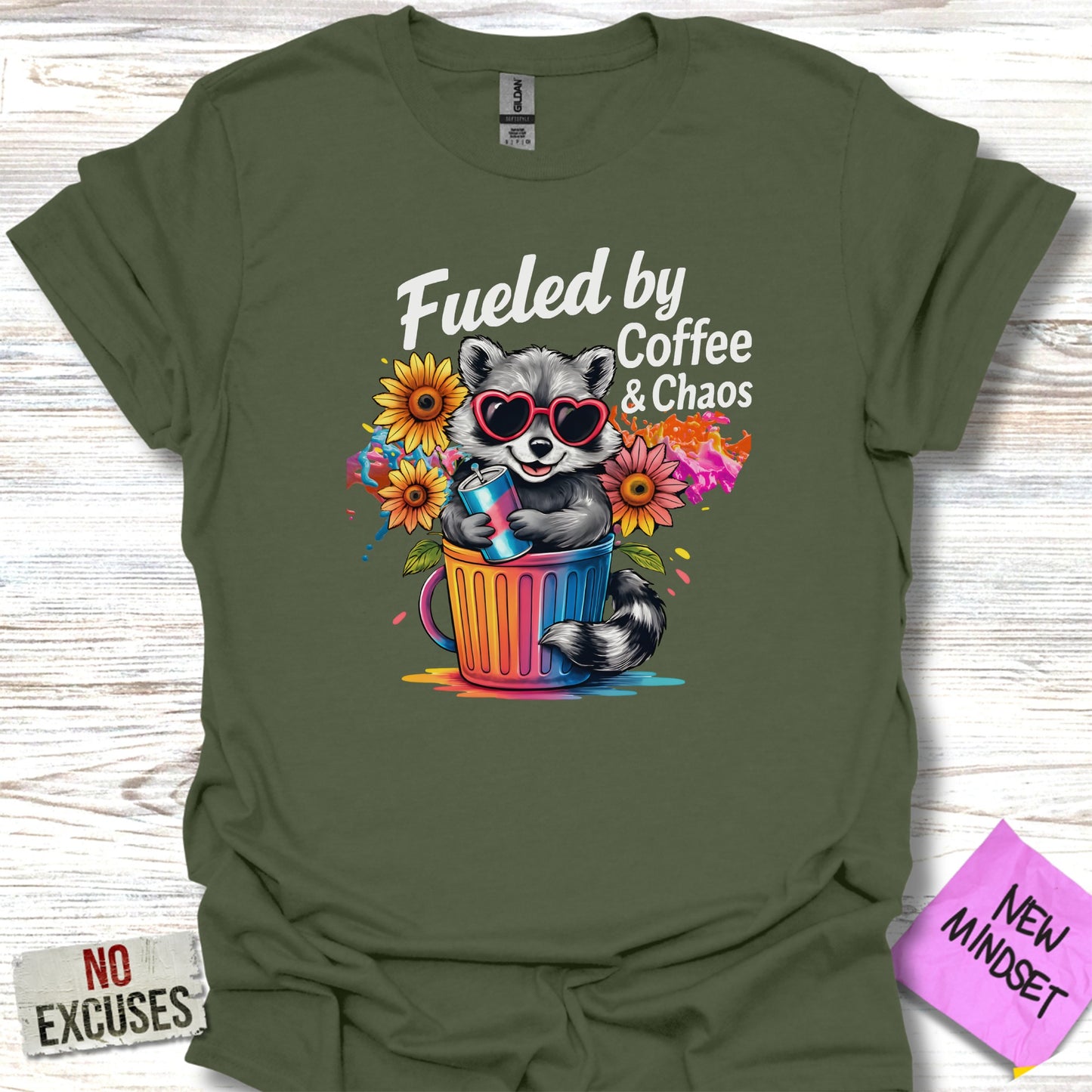 Fueled by Coffee and Chaos Raccoon Shirt product type