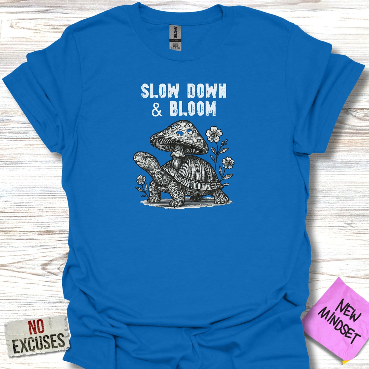 Slow Down and Bloom Turtle Graphic T-shirt product