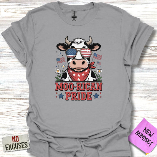 Moo-Rican Pride Patriotic Cow Graphic T-shirt product type