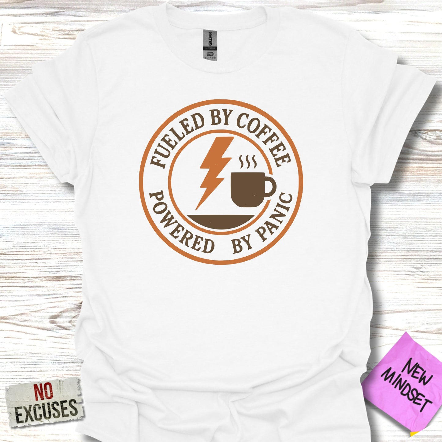 Fueled by Coffee Powered by Panic Graphic T-Shirt product