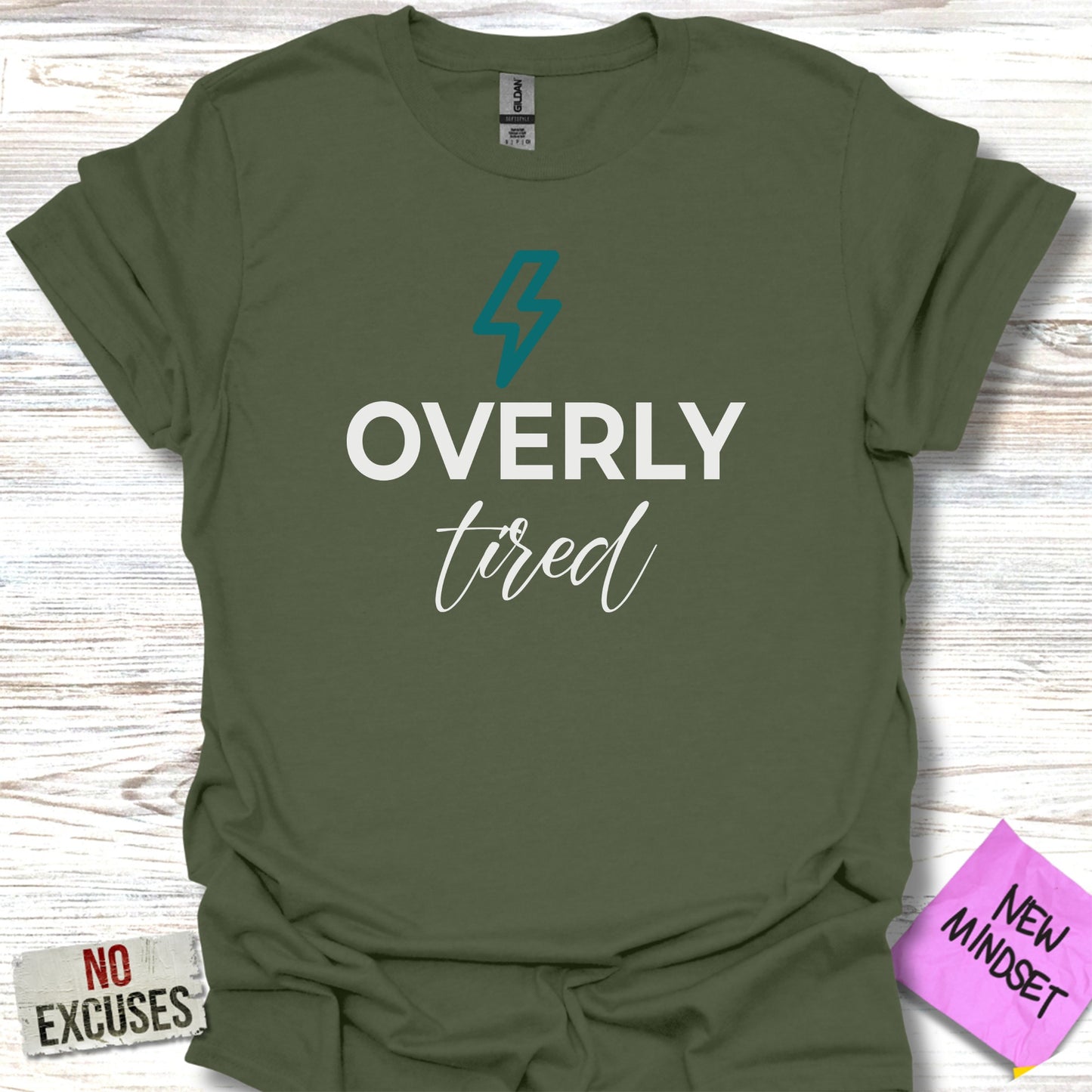 Overly Tired Graphic T-Shirt Casual Wear Product