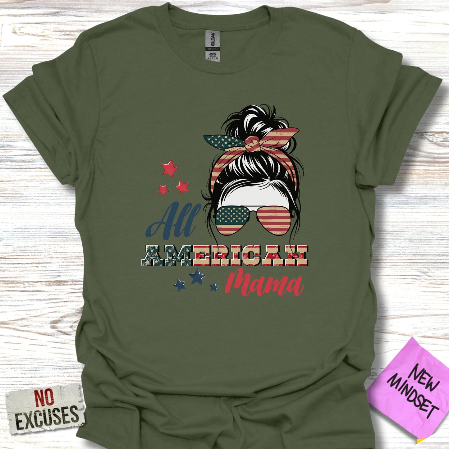 Patriotic Themed All American Mama Graphic Shirt product