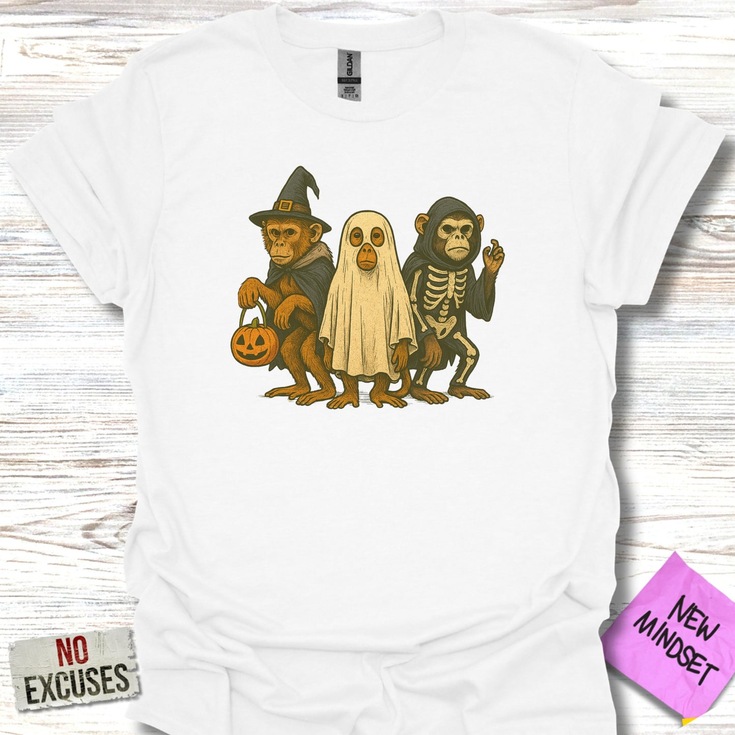 Halloween Themed Monkeys and Ghost T-Shirt product