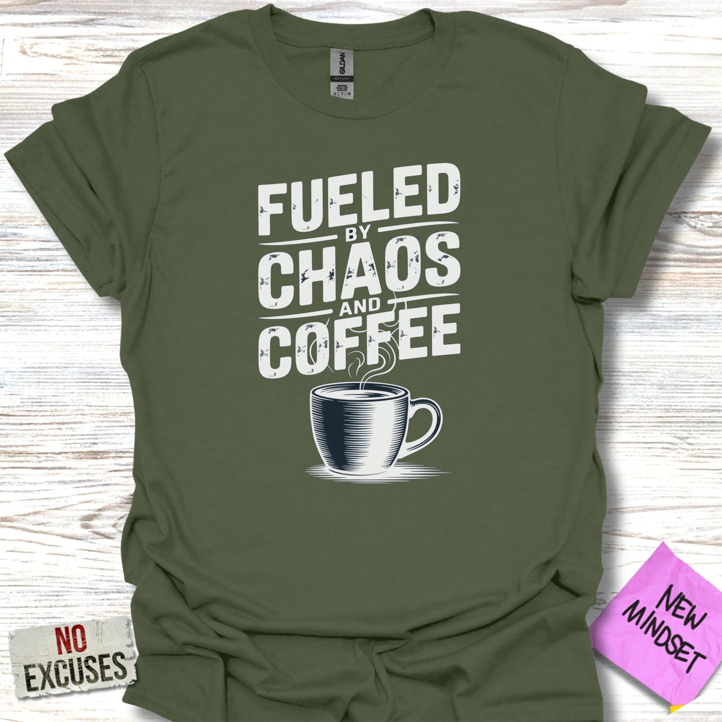 Fueled by Chaos and Coffee Graphic T-Shirt product