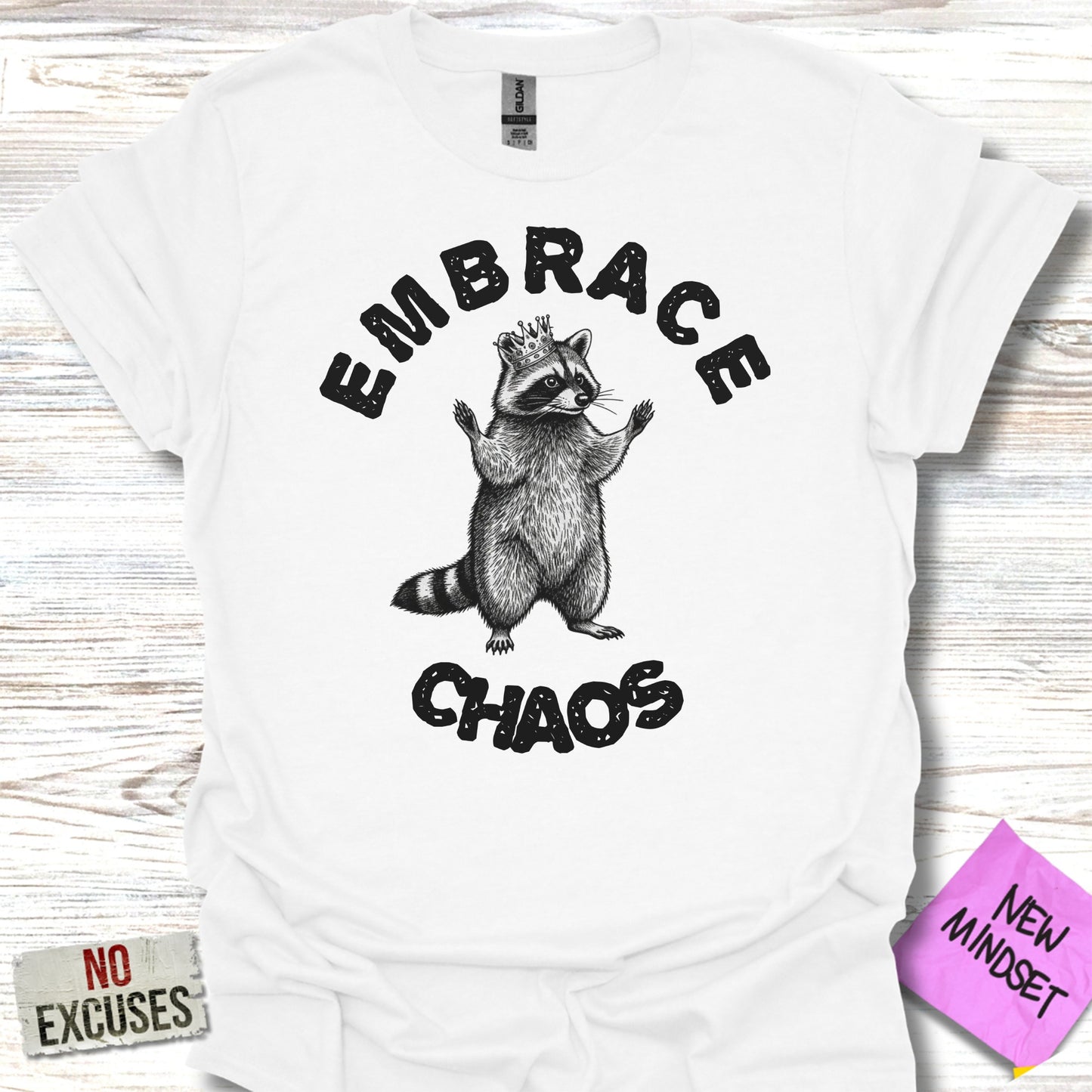 Embrace Chaos Graphic Tee with Raccoon Print product