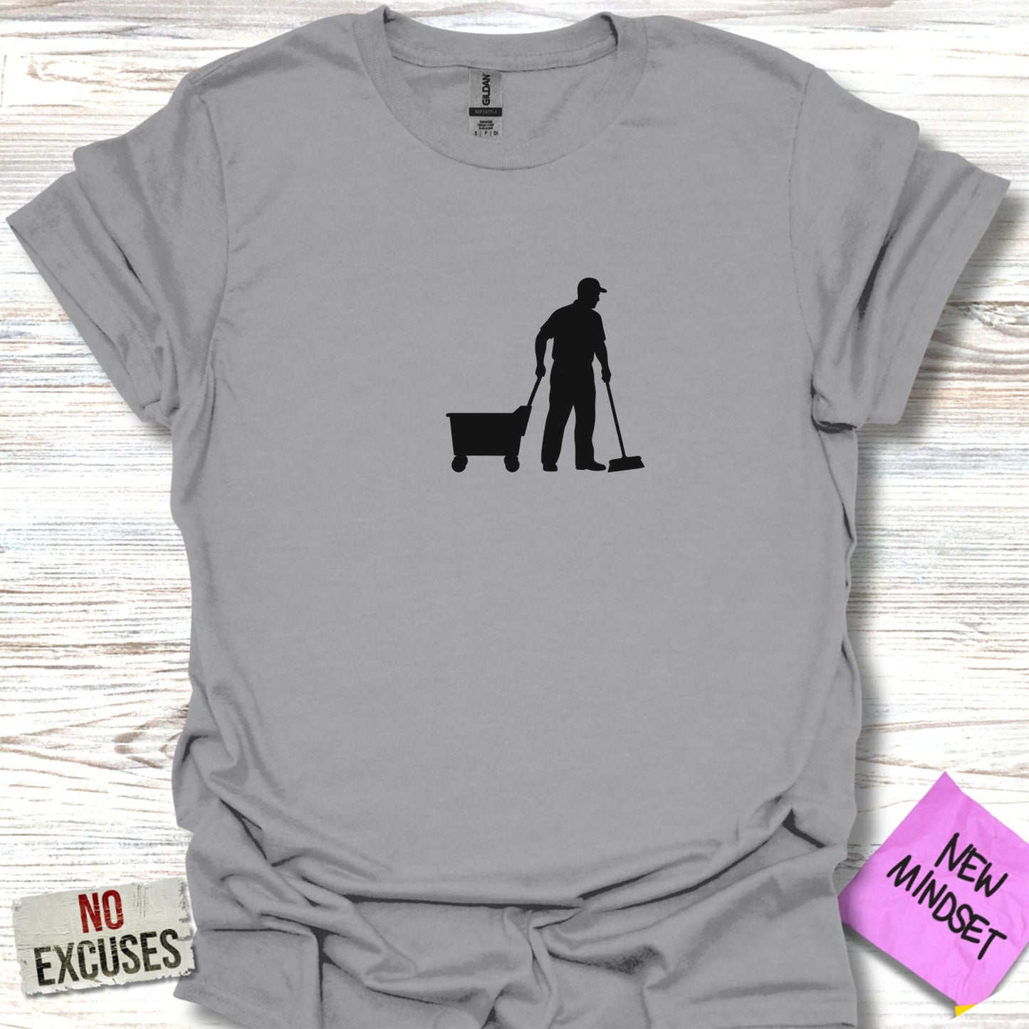 Cleaning Worker with Cart Graphic Tee Shirt product