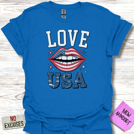 Love USA Lip Design T-Shirt Patriotic Themed Clothing product