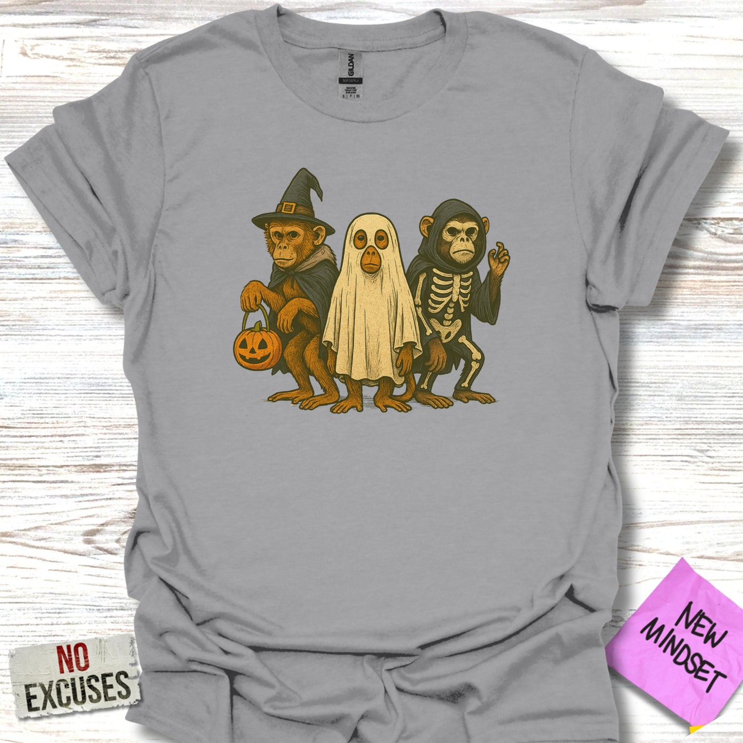 Funny Halloween Trio Monkey Unisex Shirt product
