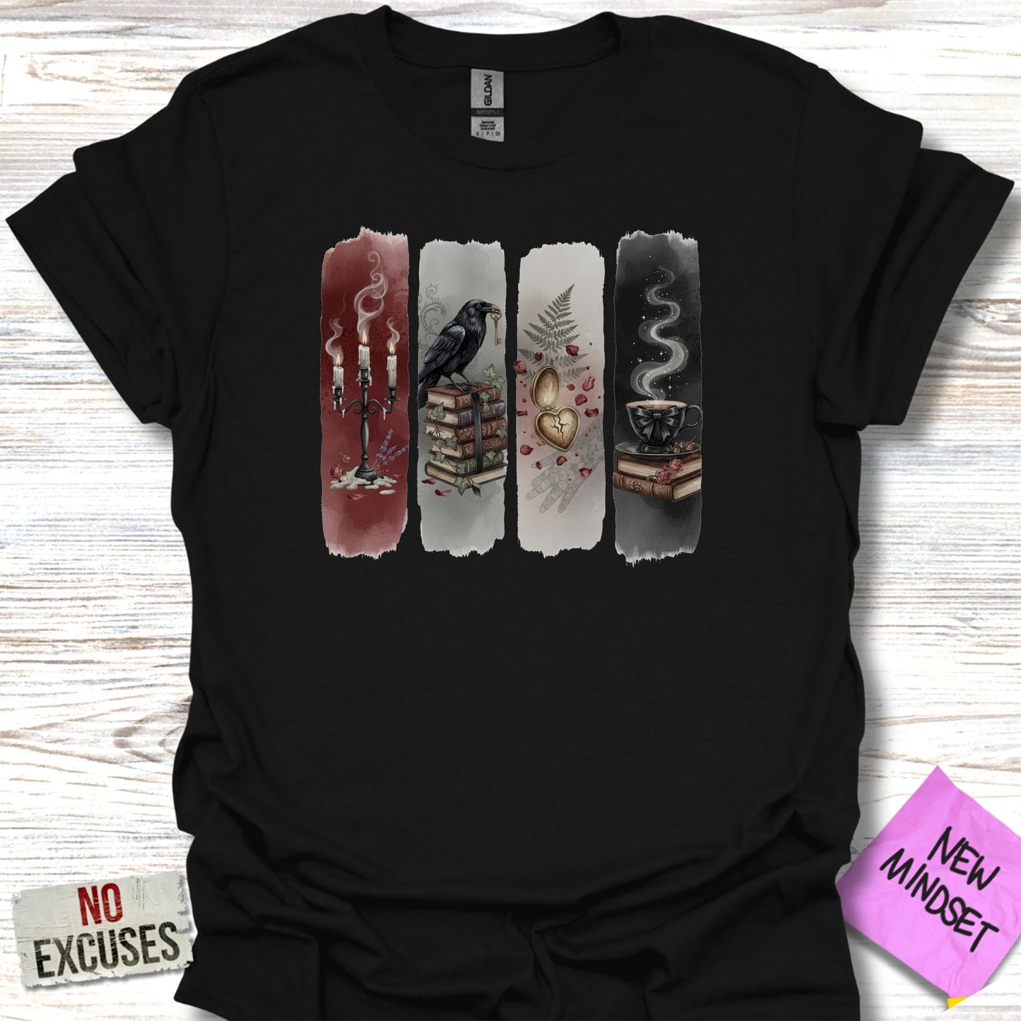 Gothic Raven Candle and Snake Illustration Shirt product