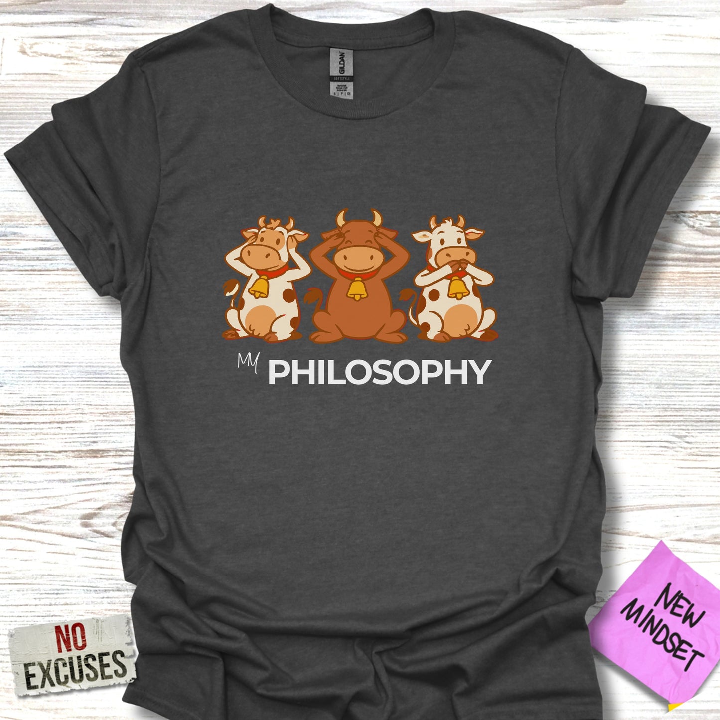 Fun Three Philosophical Cows Graphic T-shirt product