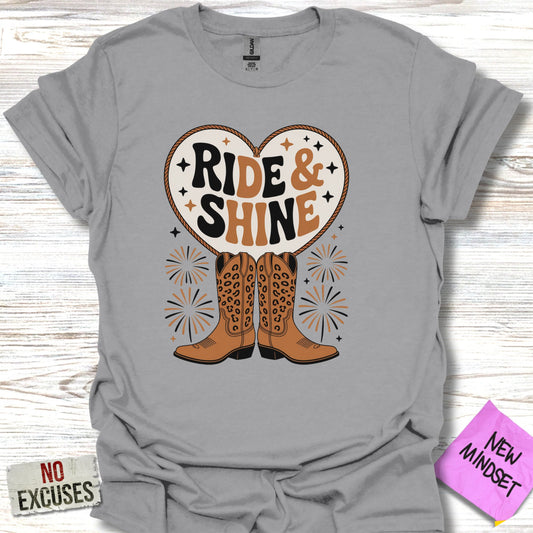 Ride and Shine Heart and Boots Graphic T-Shirt product