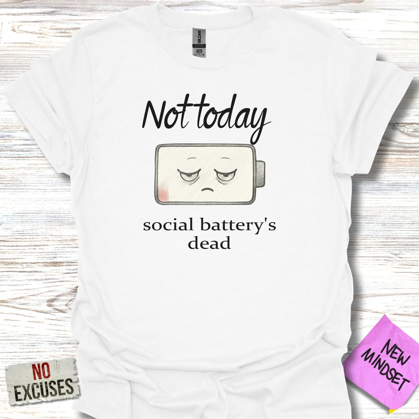 Not Today Social Battery's Dead Printed T-Shirt product
