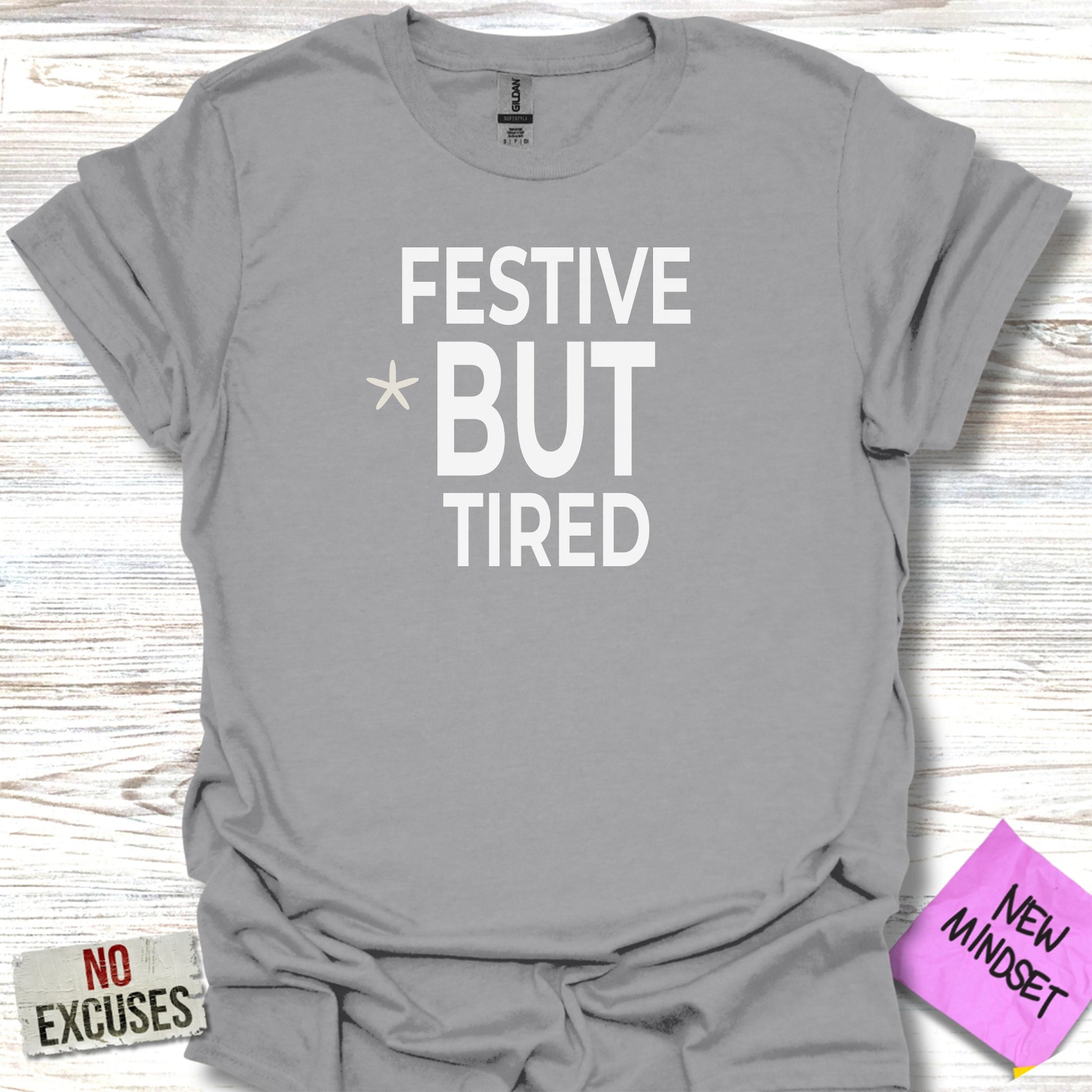 Festive But Tired Grey Graphic Tee Product