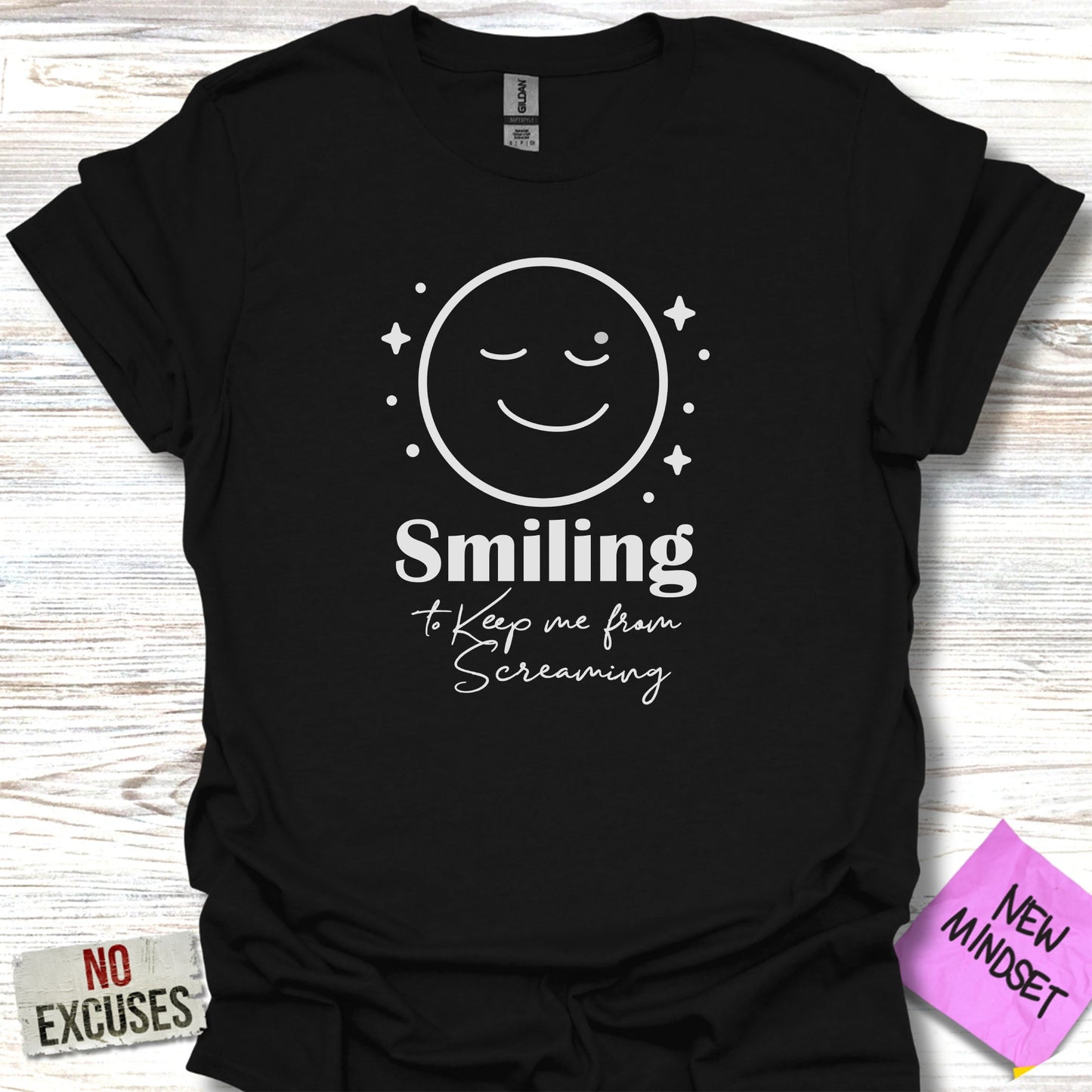 Smiling Face Keep Me From Screaming Graphic Tee product type