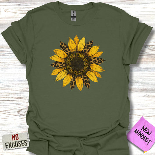 Sunflower Graphic Tee with Unique Leopard Pattern product type