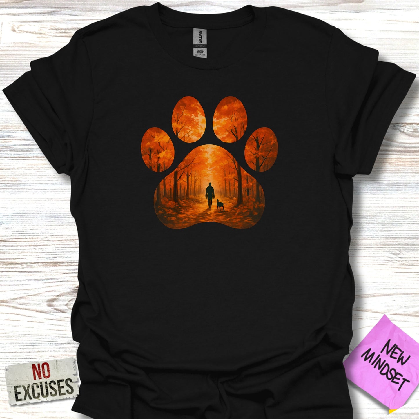 Paw Print Sunset Forest Nature Walk T-Shirt product