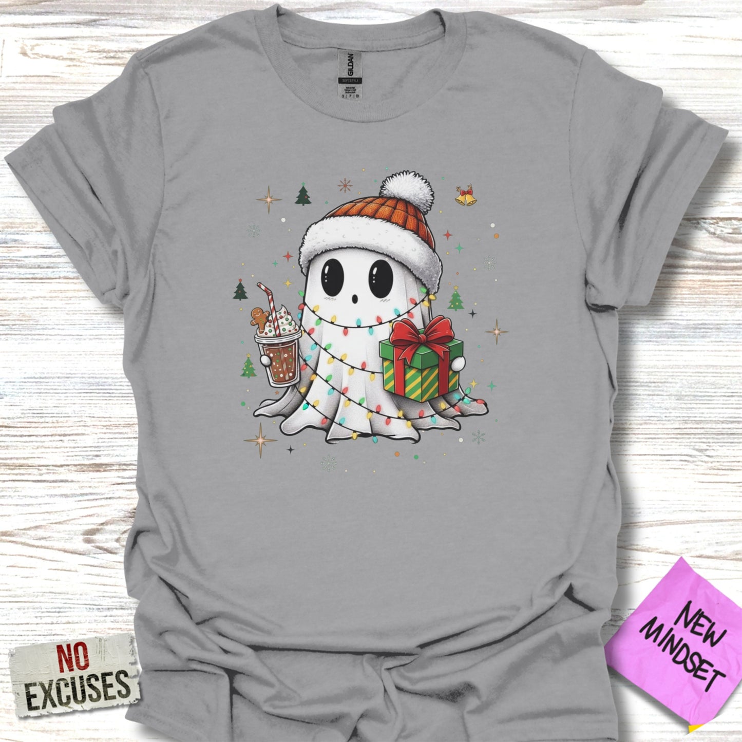 Cute Holiday Ghost with Gifts Graphic T-Shirt product