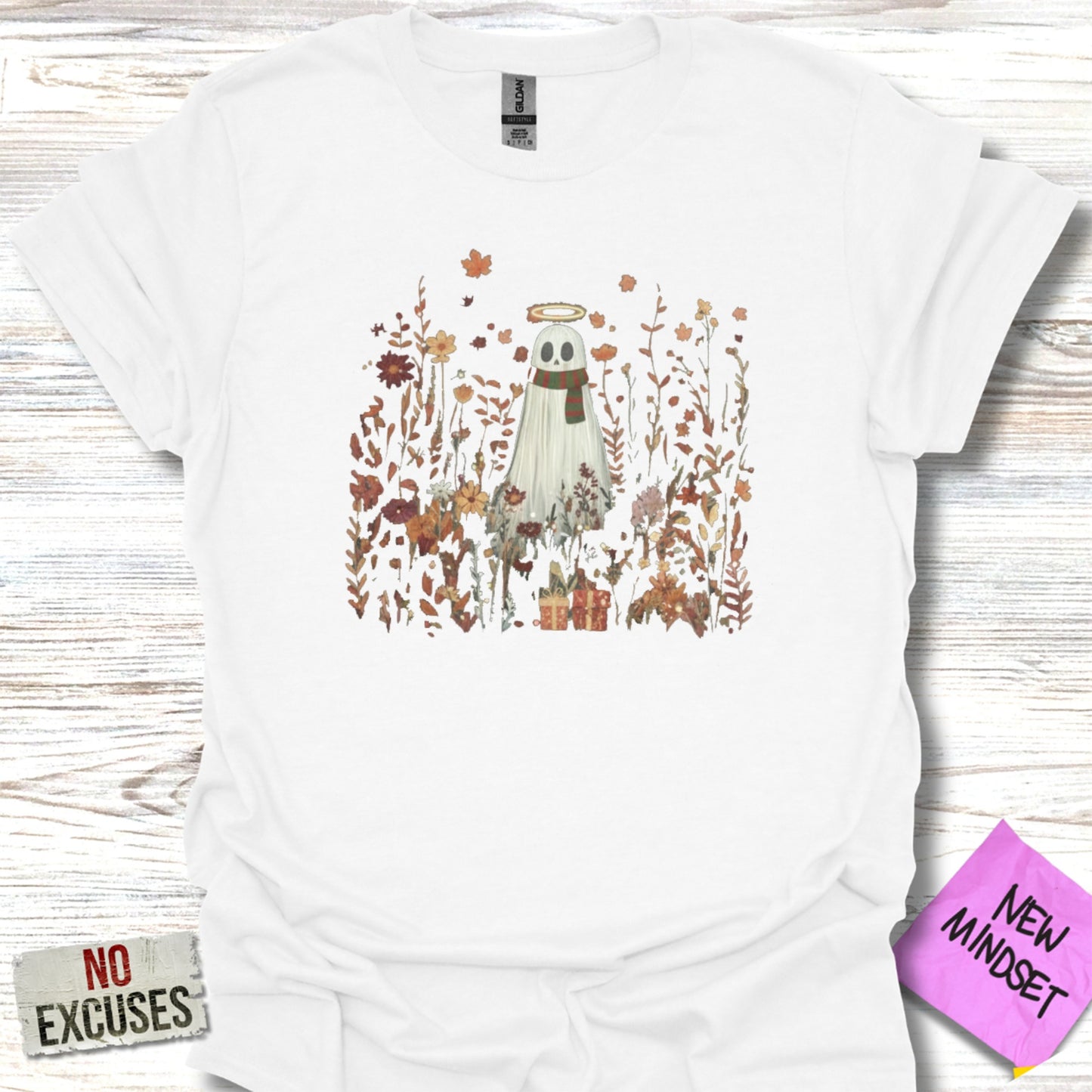 Whimsical Ghost with Floral Background Shirt product type