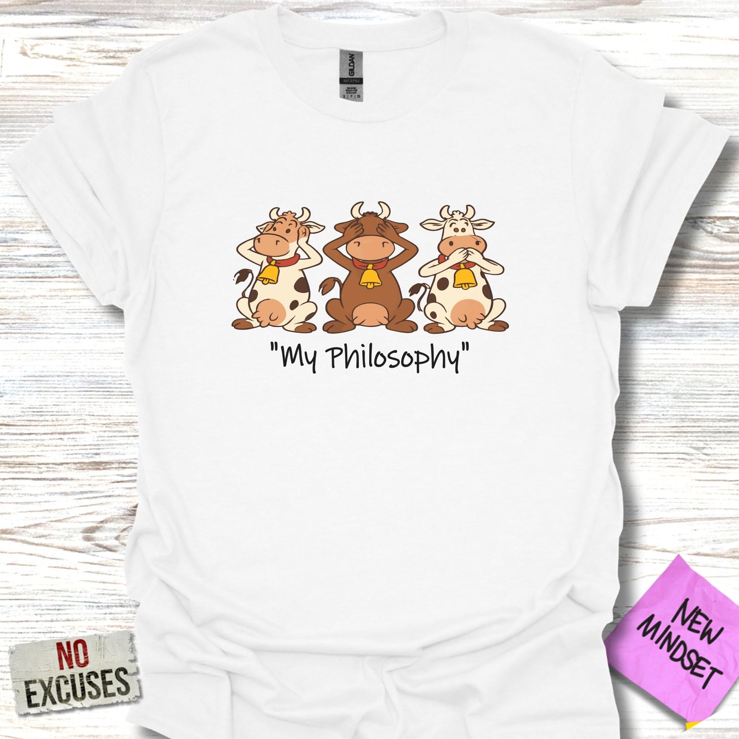 My Philosophy Saying Cow Graphic White T-shirt product