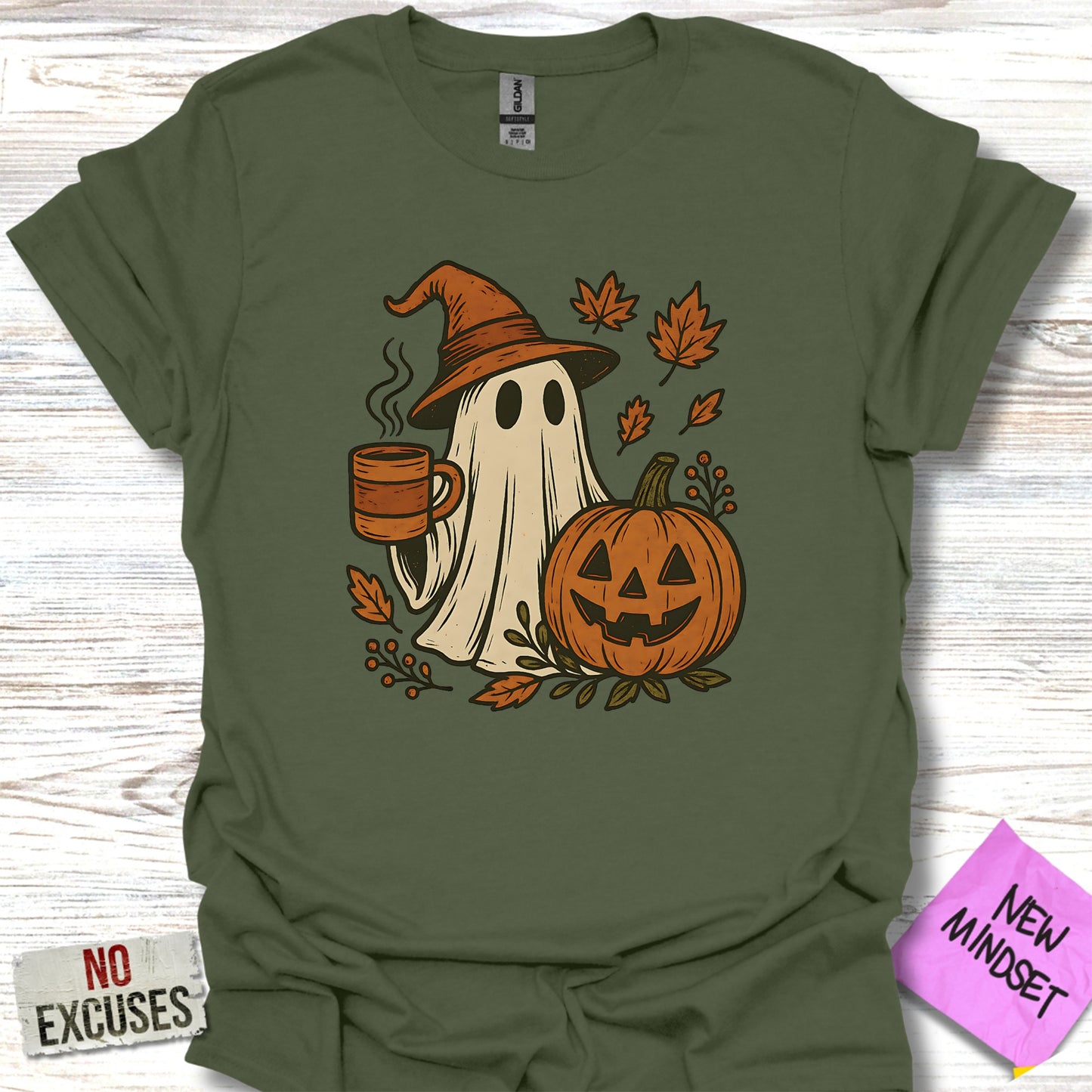 Spooky Ghost with Pumpkin Halloween T-shirt product