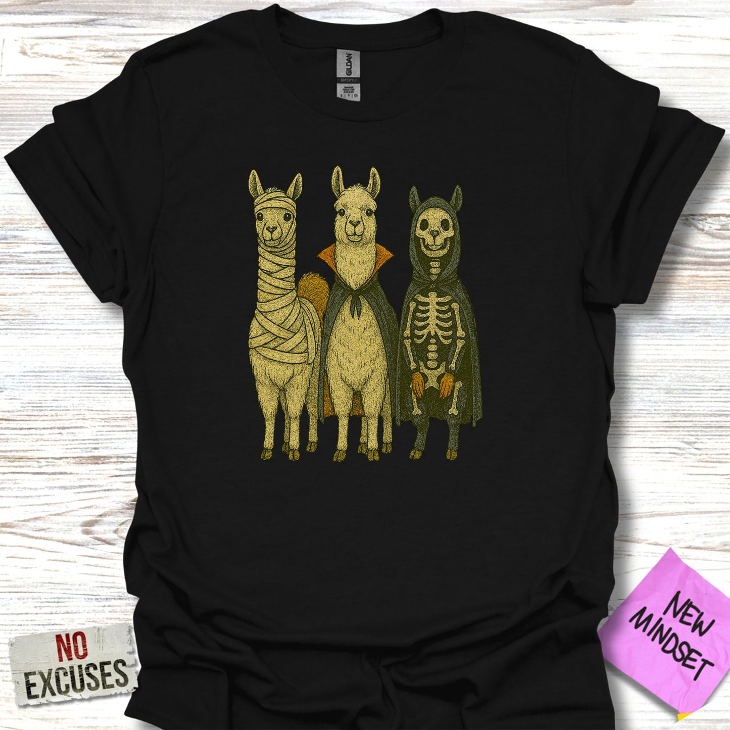 Halloween Llama Trio Printed Black T-Shirt product