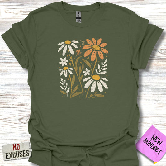 Floral Illustration Green T-shirt for Women Shirt product type