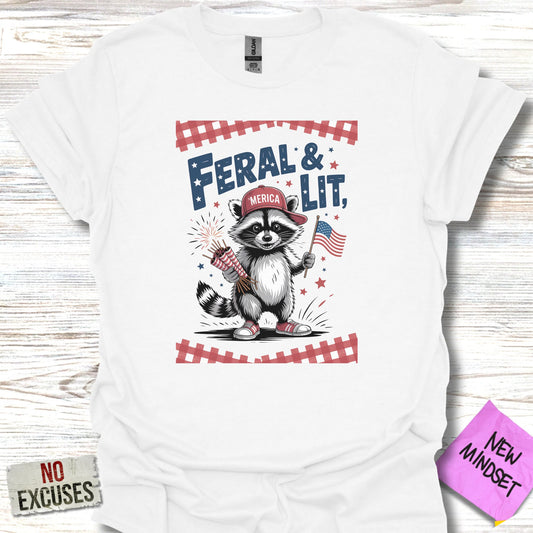 Feral and Lit Raccoon American Flag Shirt product type