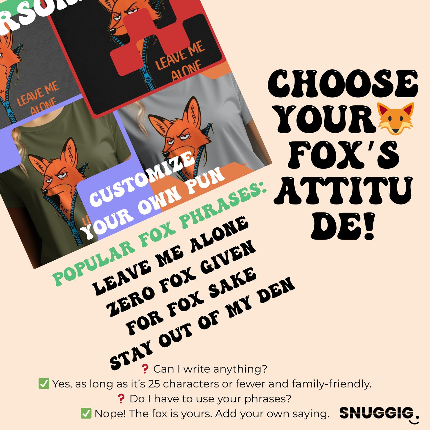 Zipper Fox Customize - T-Shirt