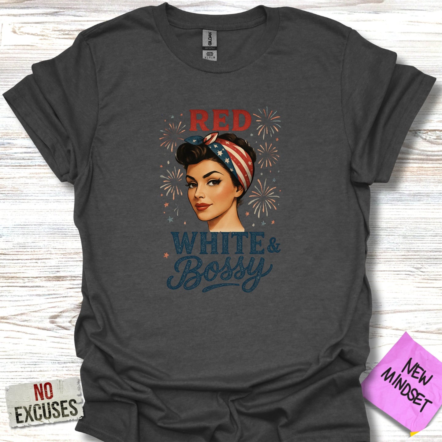 Red White & Bossy Graphic Tee Shirt product