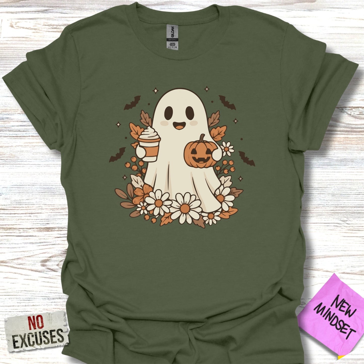 Cute Halloween Ghost with Pumpkin Design Shirt product type