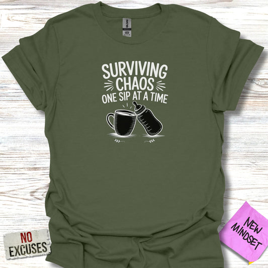 Surviving Chaos One Sip at a Time Graphic Tee product
