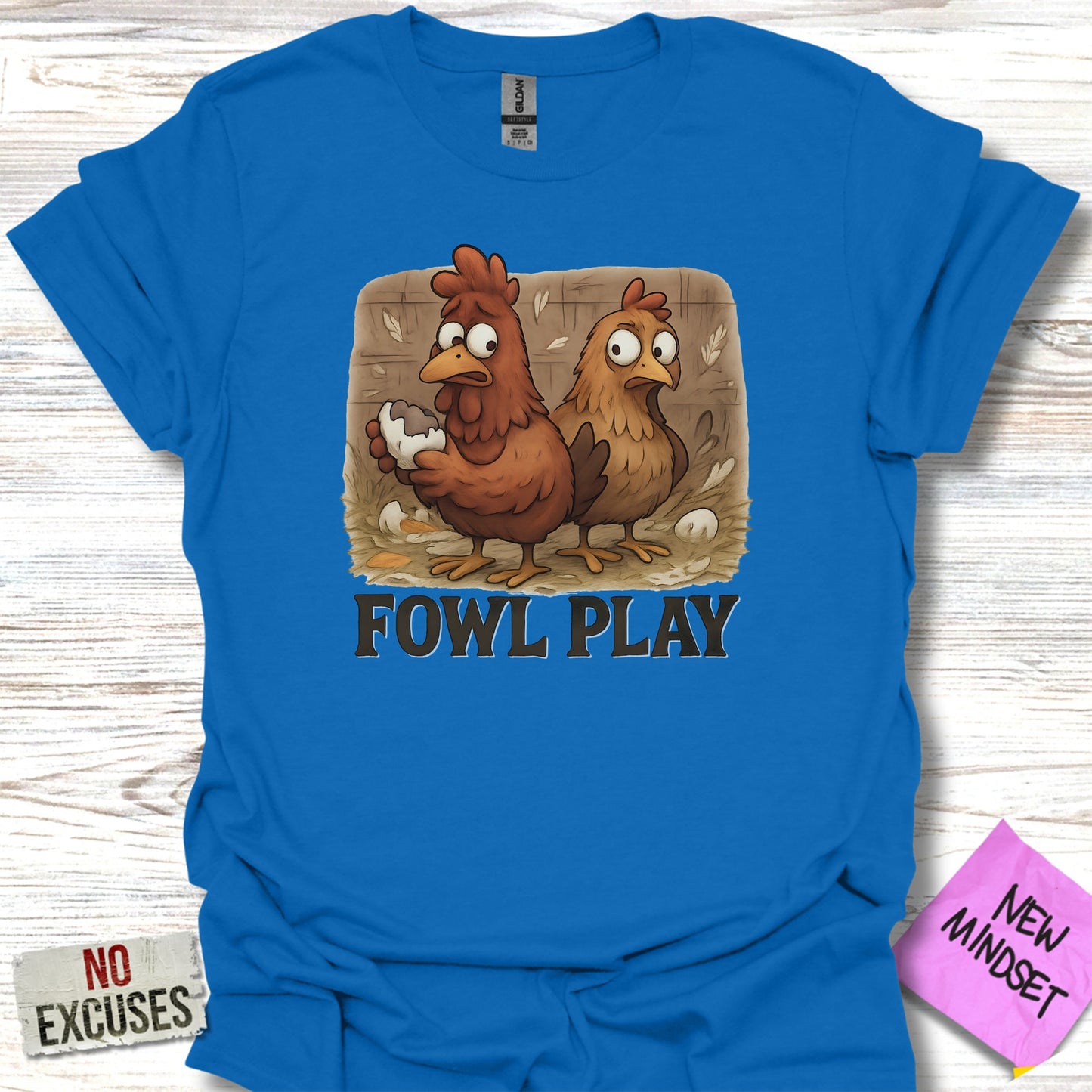 Fowl Play Chicken Graphic Unisex Blue T-shirt product type