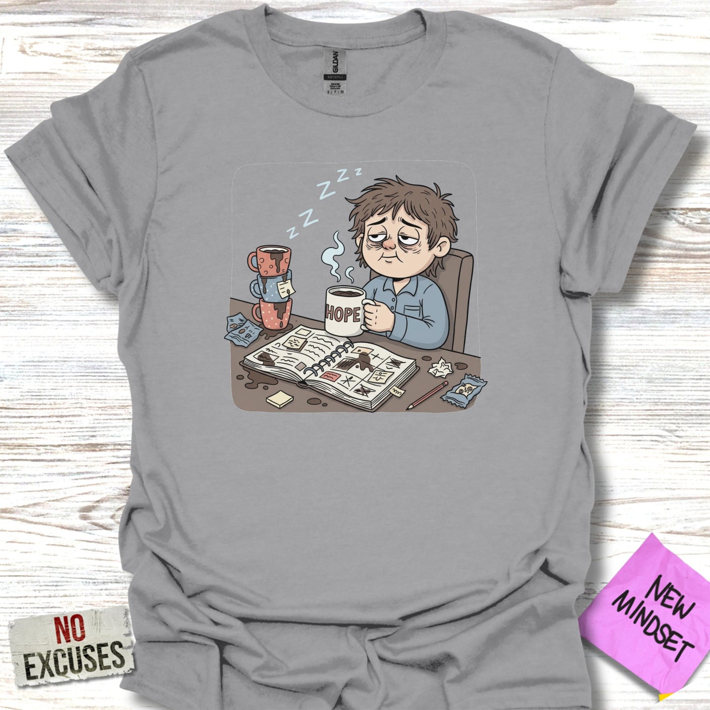 Sleepy Cartoon Designs Grey Personalized T-Shirt product type