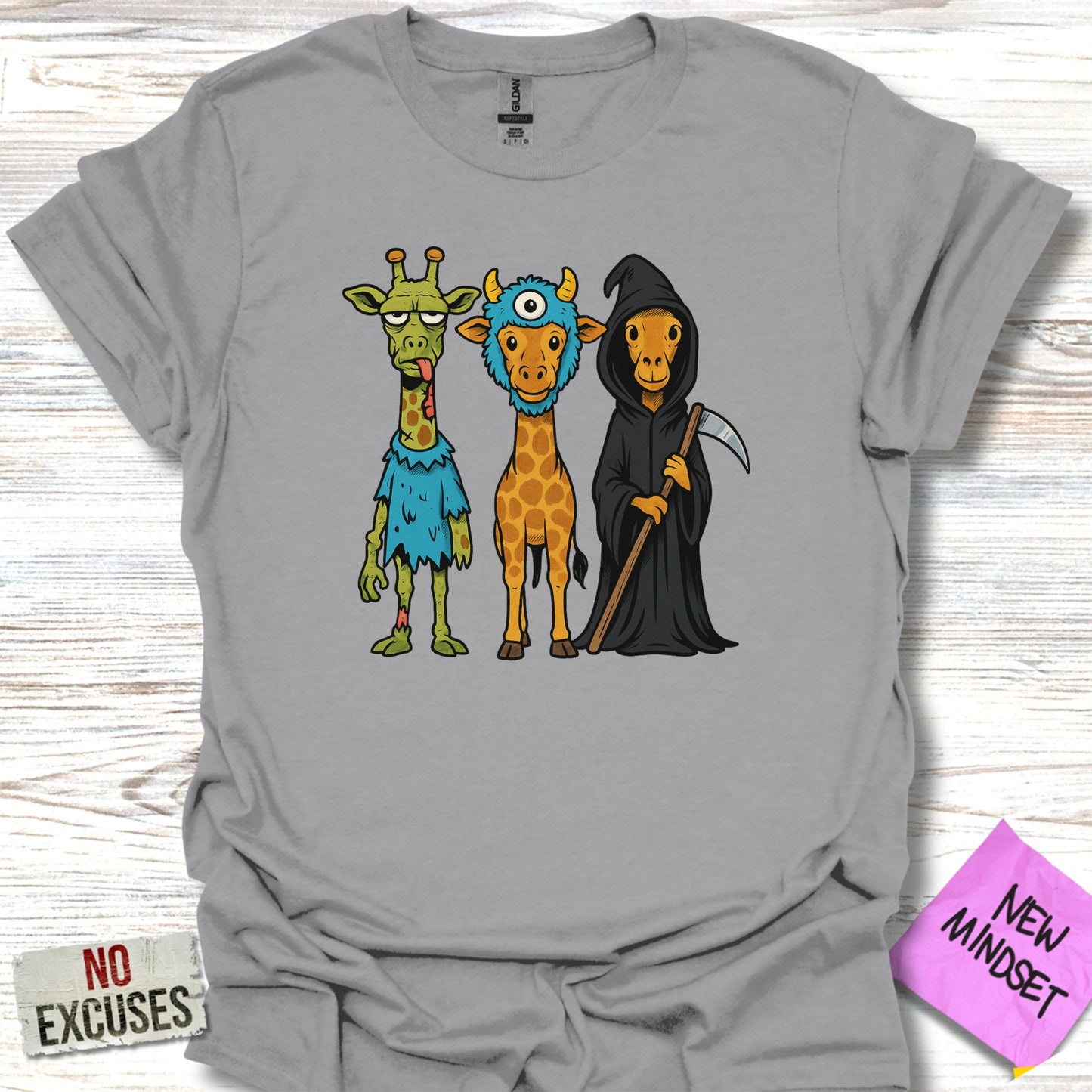 Quirky Giraffe Trio Fun Graphic Artwork Shirt product