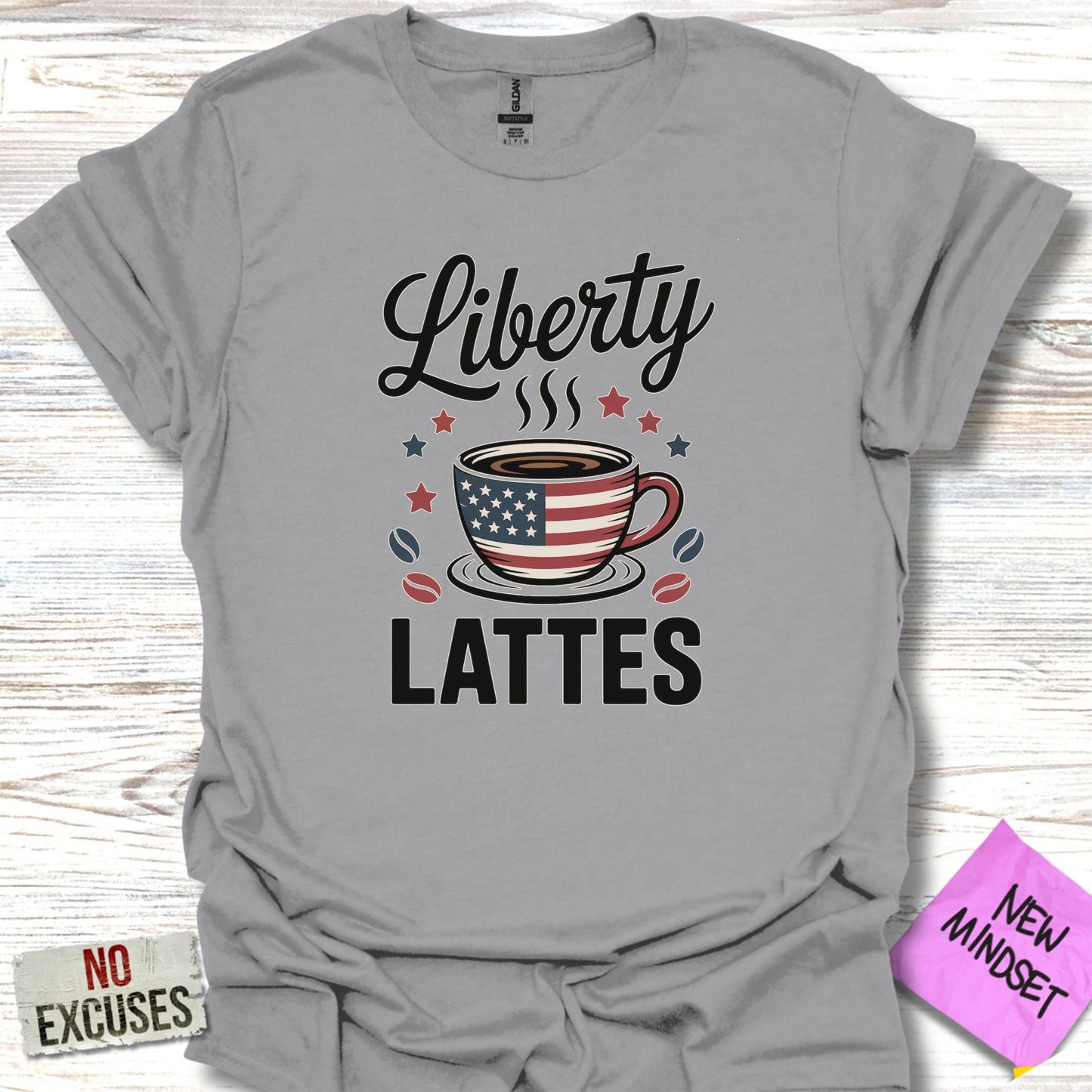 Liberty Lattes Coffee Themed Graphic T Shirt product