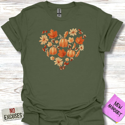 Autumn Pumpkin Heart Print Short Sleeve Shirt product type