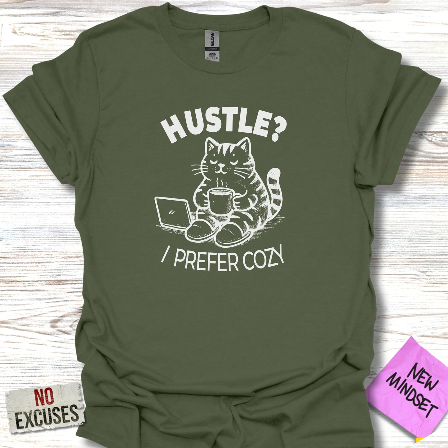 Hustle I Prefer Cozy Funny Cat T-shirt product type