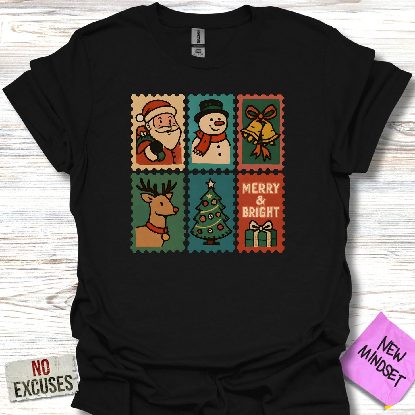 Festive Christmas Graphic Black T-shirt product type
