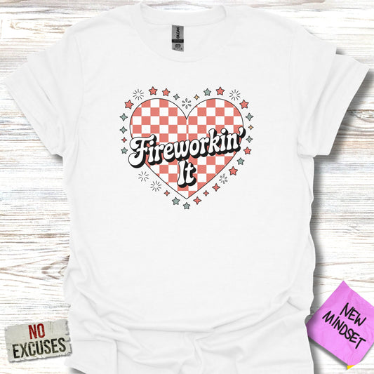 Fireworkin It Heart Design Graphic T-shirt product type