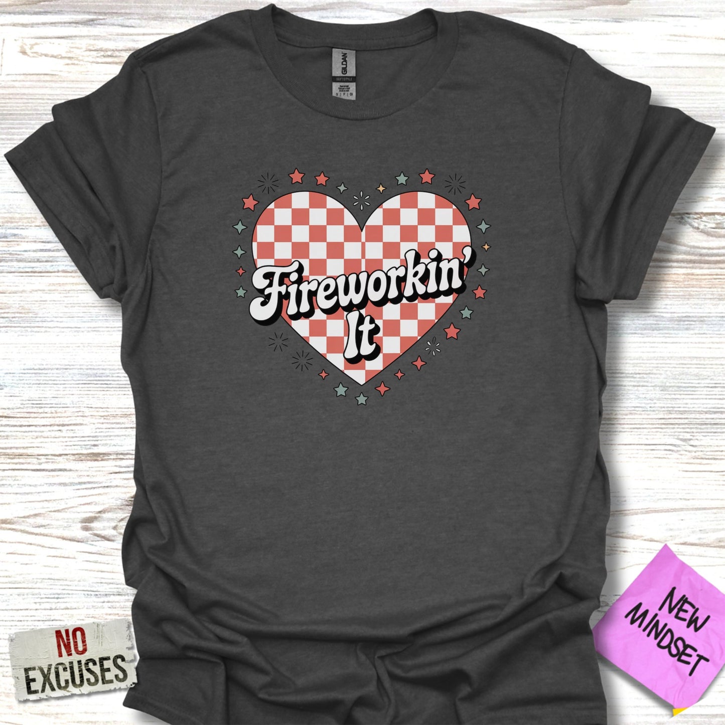 Fireworkin' It Heart Graphic Tee Shirt product