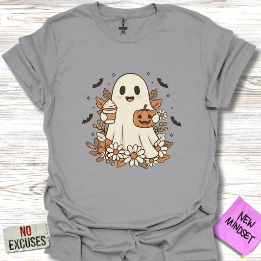 Cute Halloween Ghost Holding Pumpkin T-Shirt product