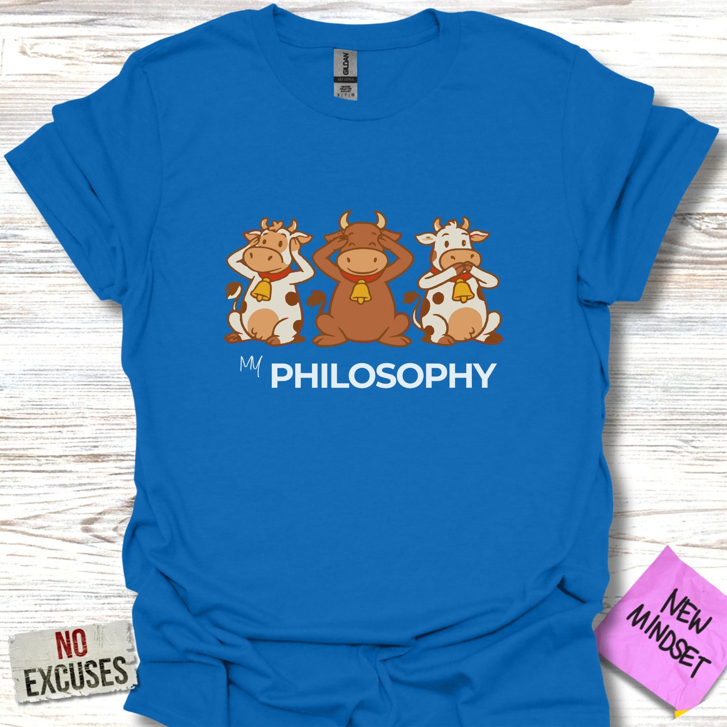 Funny Philosopher Cow Cartoon Graphic T-shirt product