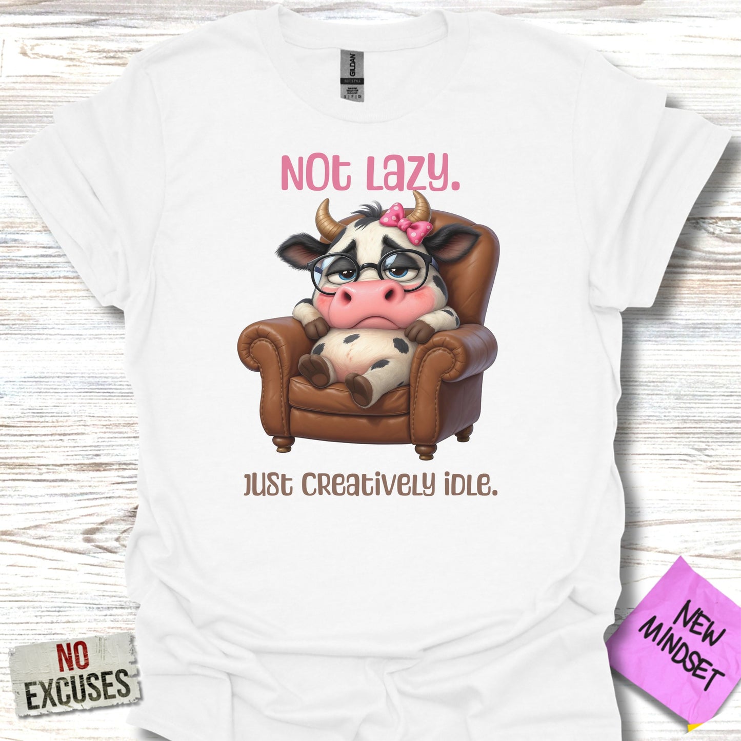 Not Lazy Creatively Idle Funny Cow Character product type