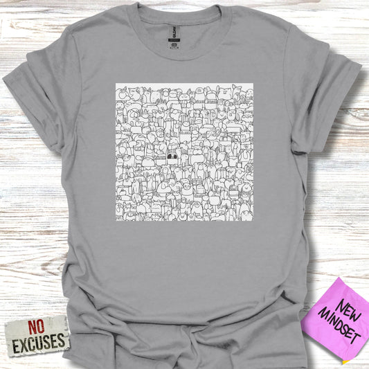 Fun and Quirky Doodle Illustration T-Shirt