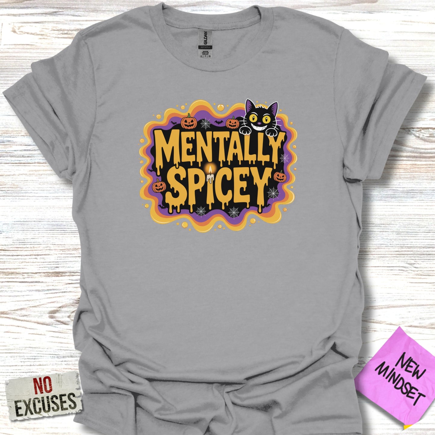 Mentally Spicey Halloween Cat Design T-shirt product