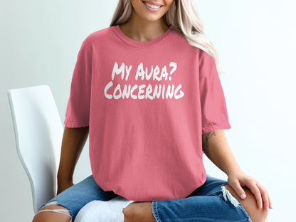 Funny Slogan MY AURA? CONCERNING comfortable t shirt product type
My Aura Concerning
Funny TShirt
Sarcastic Shirt
Meme Tee
Humor Apparel
Graphic TShirt
Quote Shirt
Statement Tee
Oversized TShirt
Casual Top
Pink TShirt
Coral Top
Women's Tee
Unisex Shirt
Trendy Apparel
Comfy TShirt
Gift Idea
Unique Design
Aesthetic Shirt
Pop Culture Tee