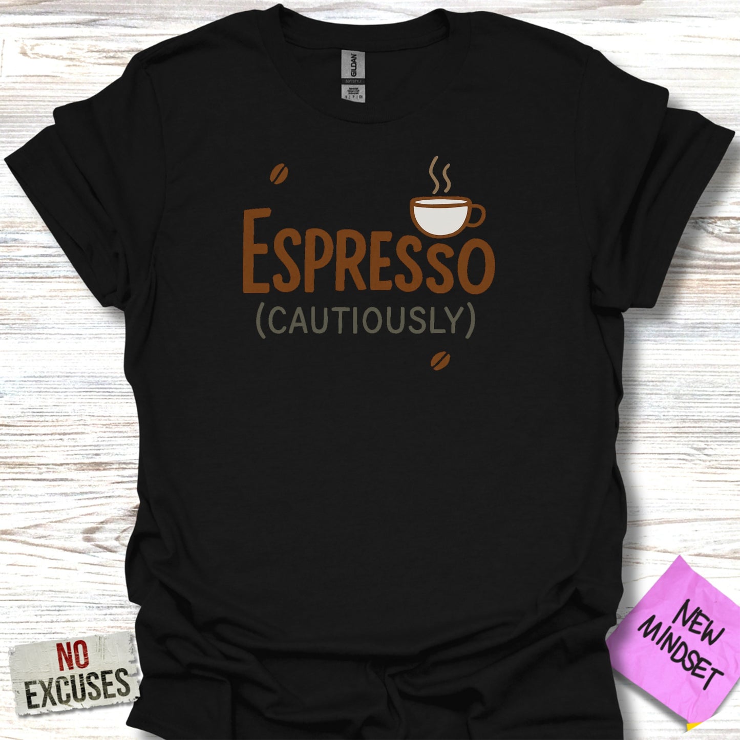 Espresso Cautiously Fun Graphic T-Shirt