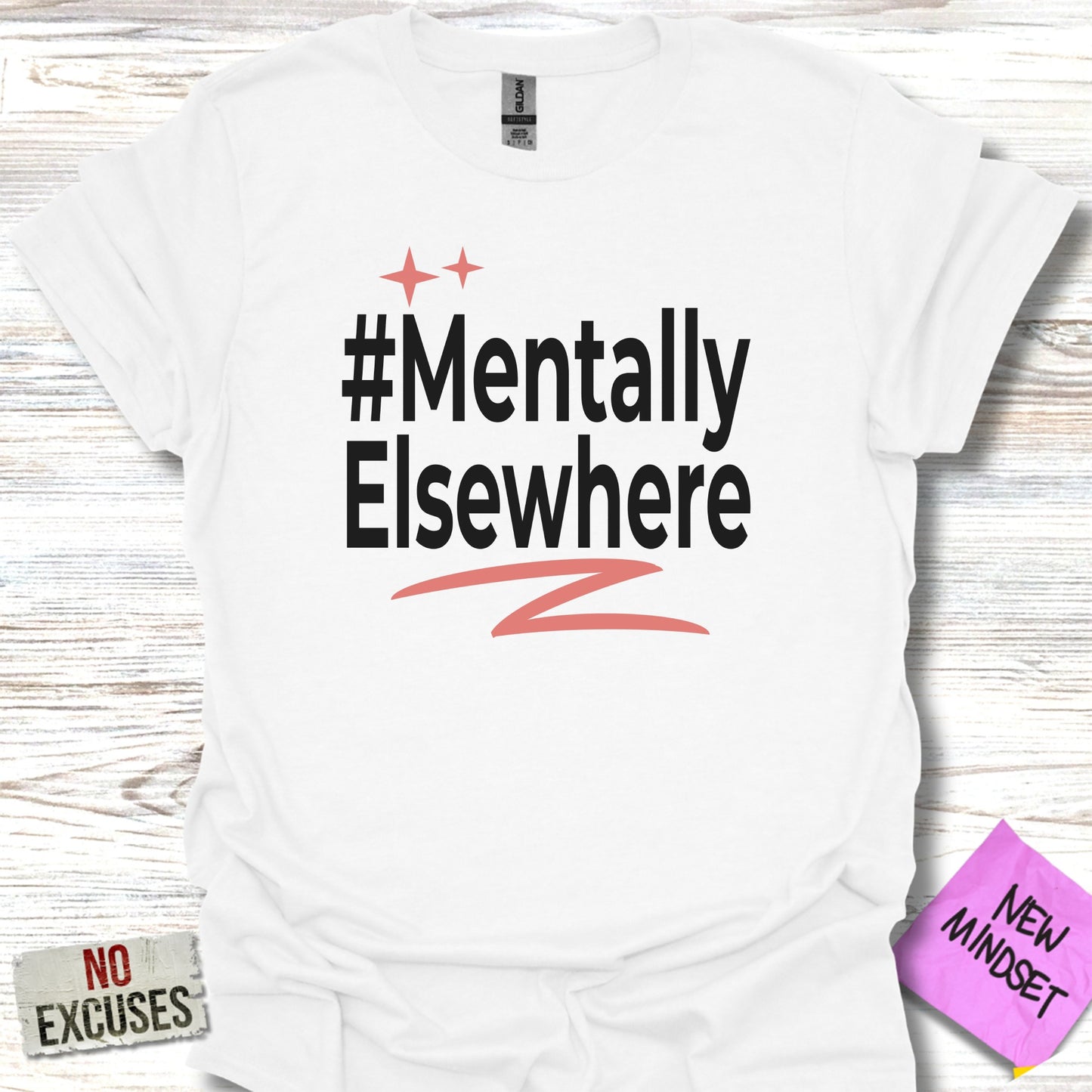 #Mentally Elsewhere Hashtag Tee Shirt Product Type