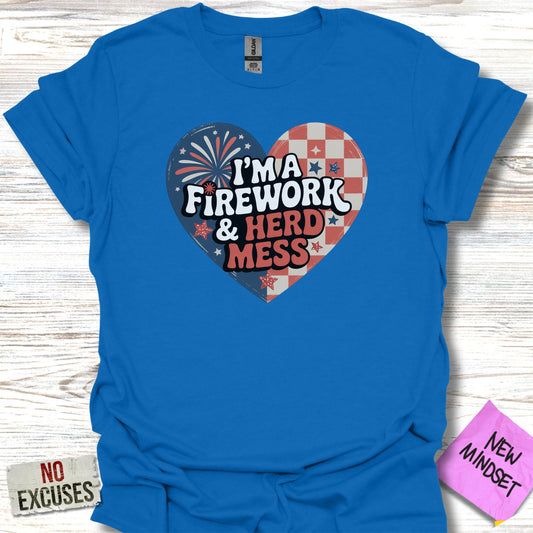 I'm A Firework and Herd Mess Heart Graphic Tee product