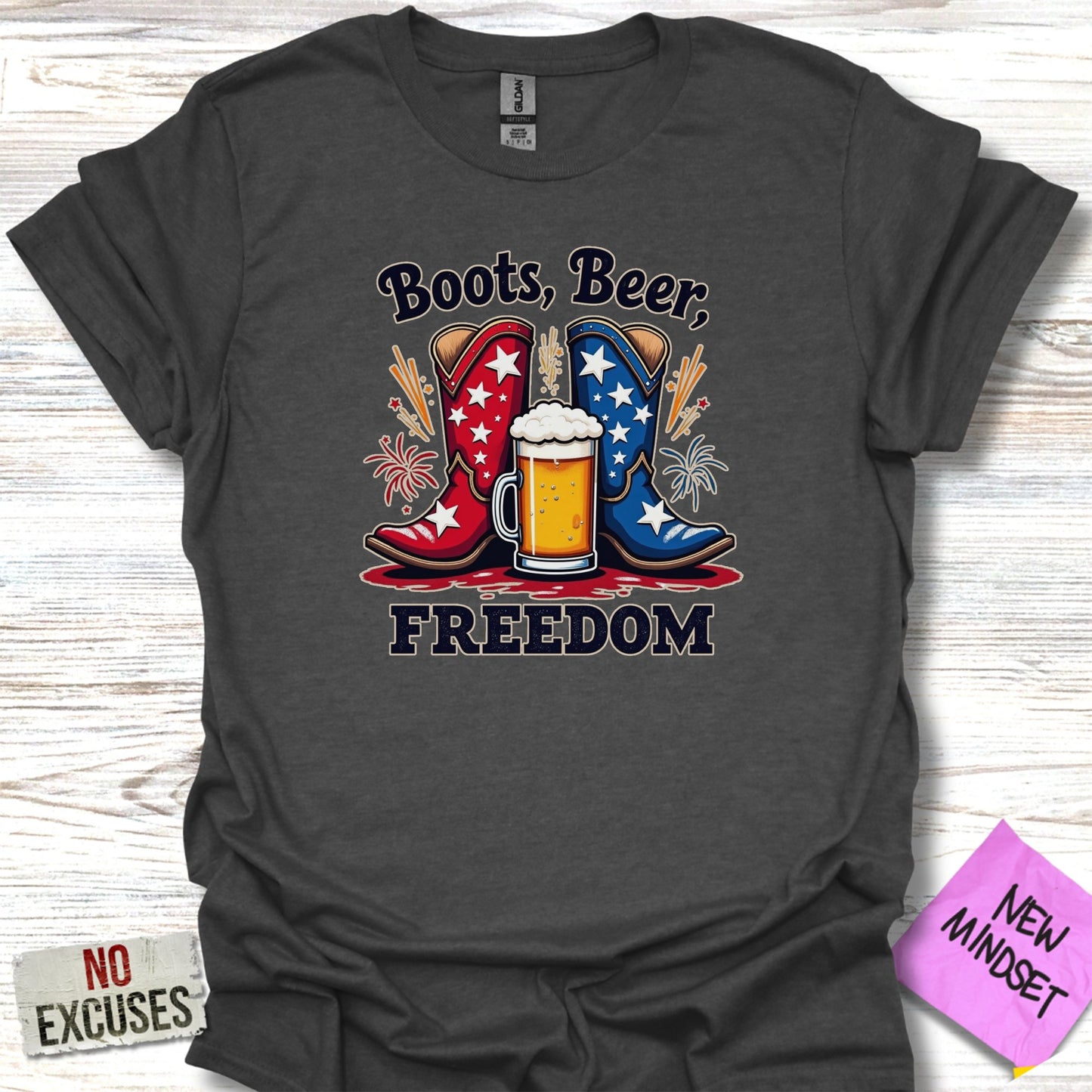 Boots Beer Freedom Patriotic Graphic Tee product